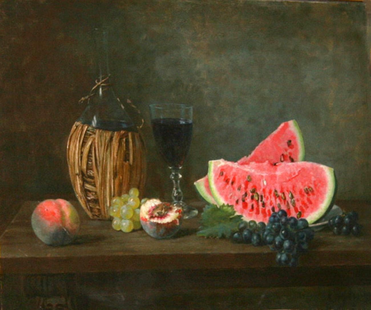 "Натюрморт с арбузом" - Антикварная живопись