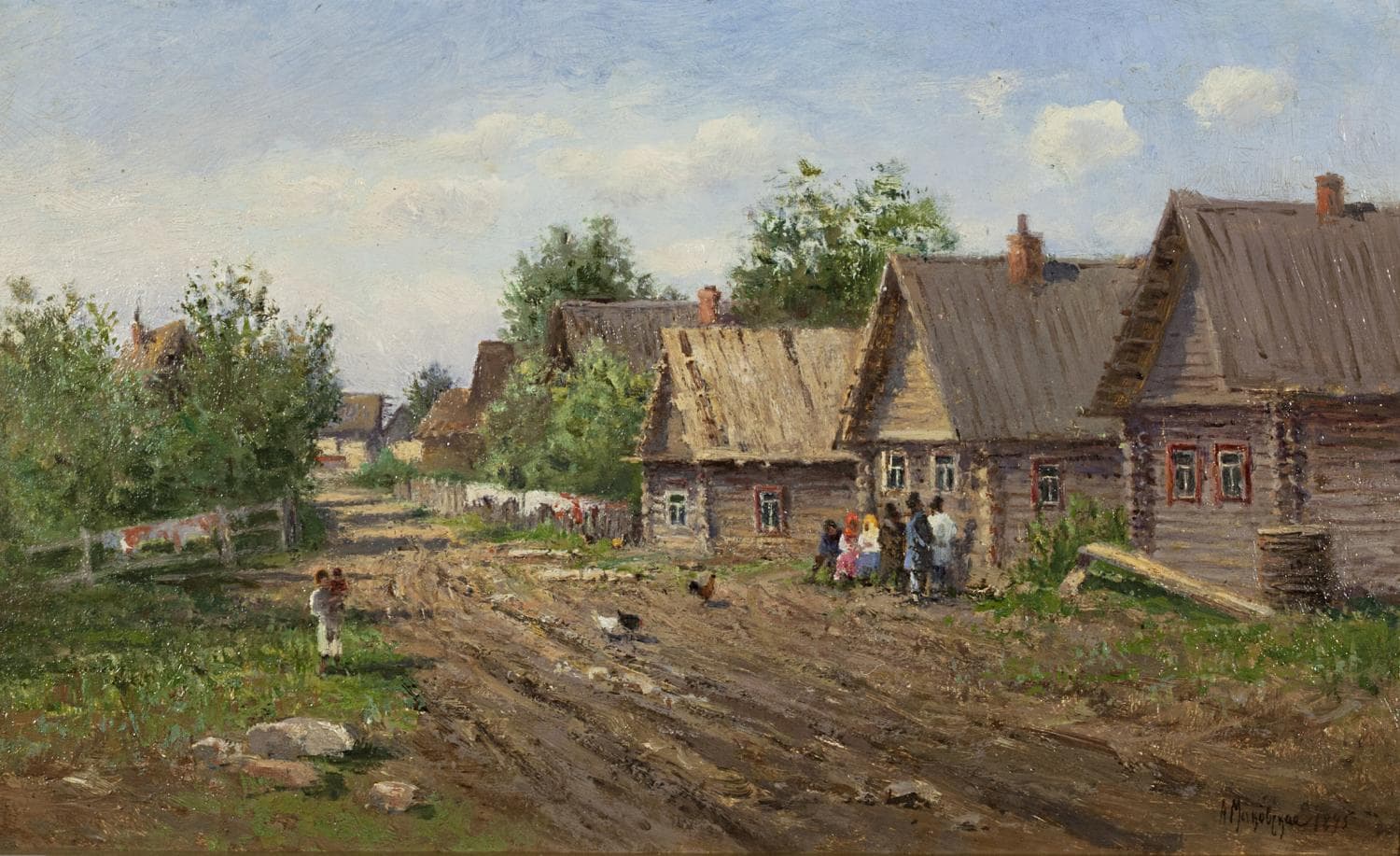 "Деревня Сиверская". - Антикварная живопись