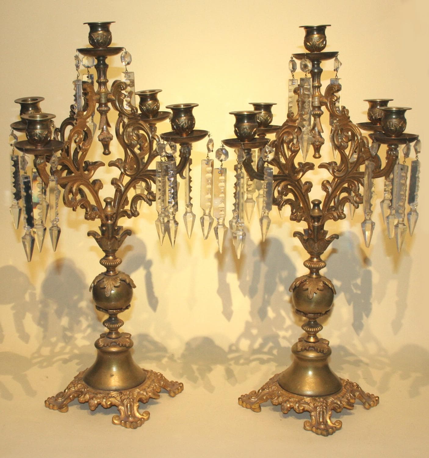 Канделябры парные на 5 свечей - Антикварная бронза