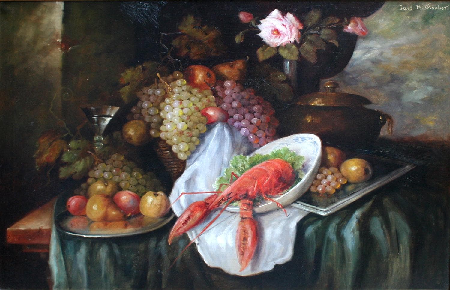 " Натюрморт с виноградом" - Антикварная живопись, картины