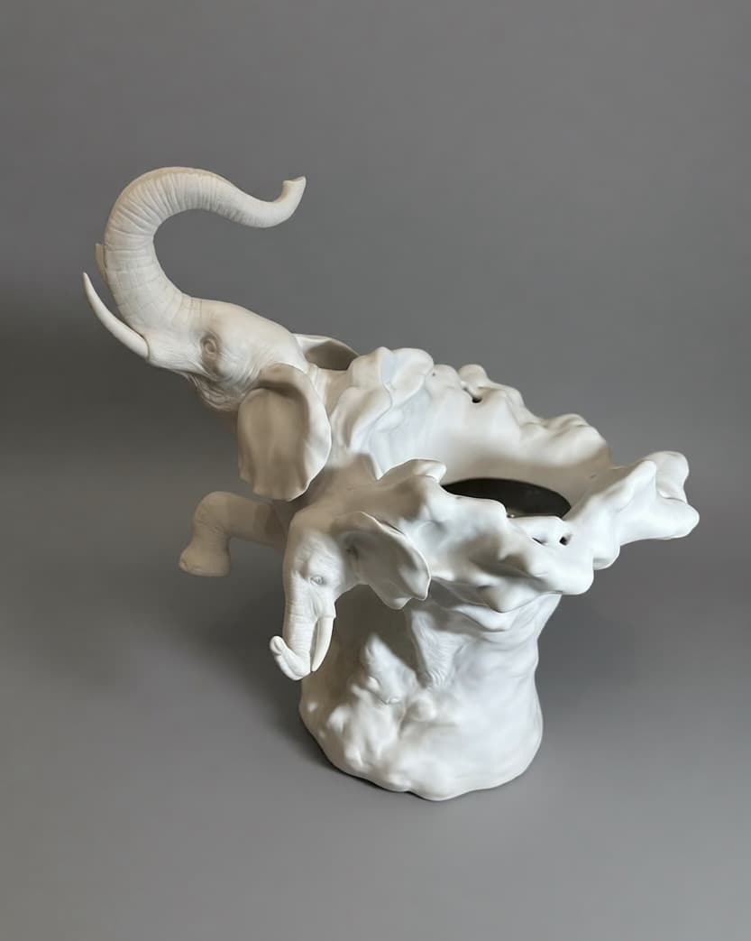 Ваза «Слоны» (Elephant Vase), автор Franz Collection Inc., Антикварный фарфор — миниатюра 1