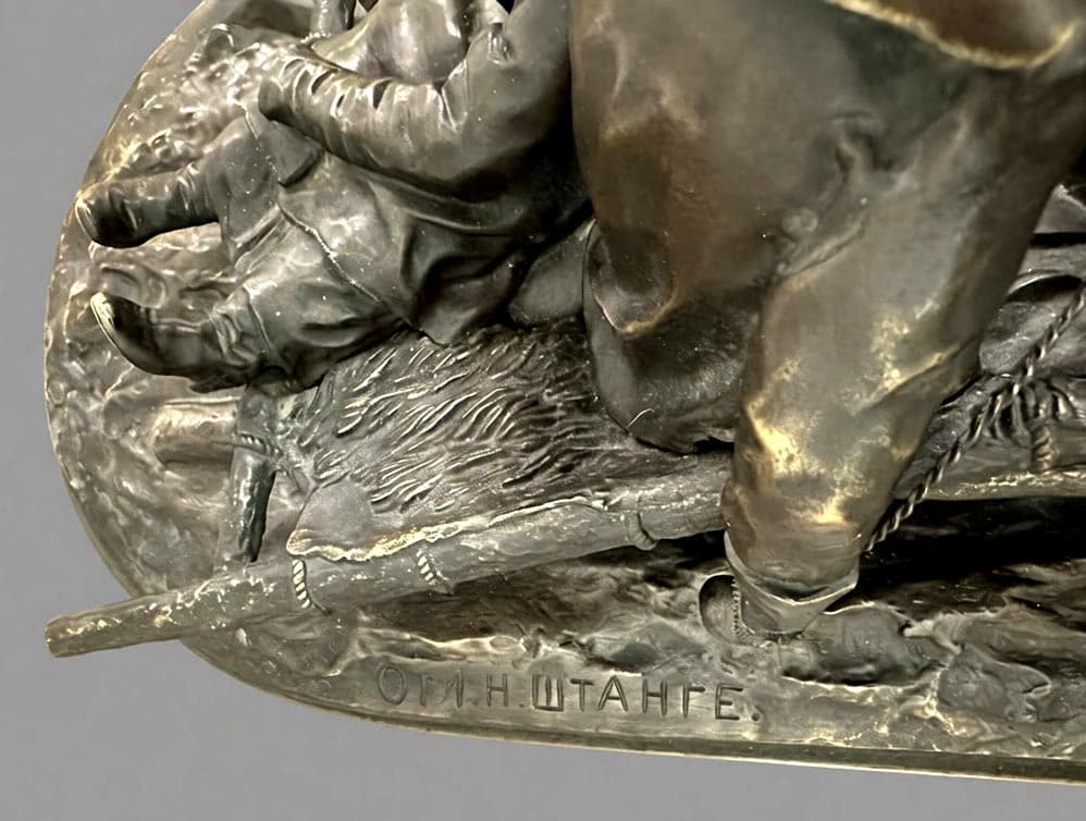 Скульптура «На санях» , автор Лансере Евгений Александрович (1848-1886), Антикварная бронза — миниатюра 3