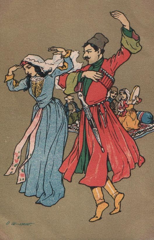 Кавказ. Уходящий Тифлис . лезгинка - Антикварные открытки