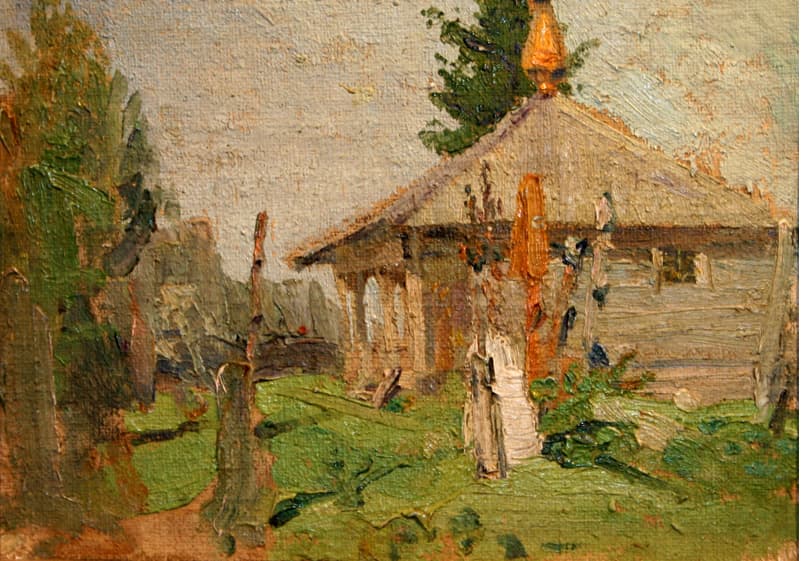 " Деревенская часовня " - Антикварная живопись