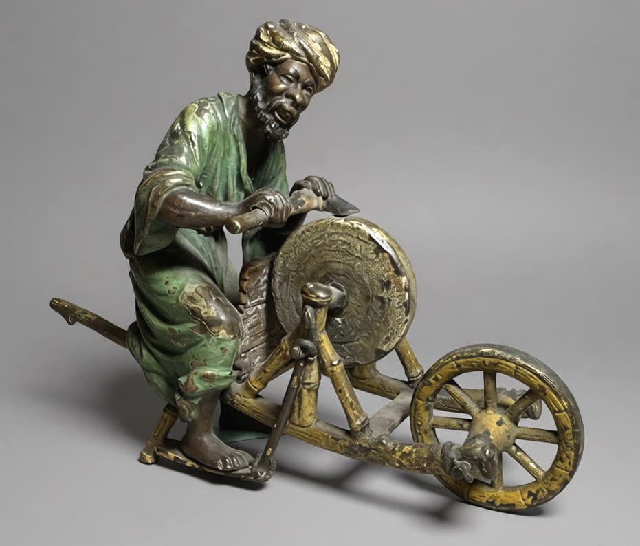 Точильщик ножей (Knife Sharpener), автор Бергман (Bergman / Bergmann) Франц Ксавер (1861–1936), Антикварная бронза
