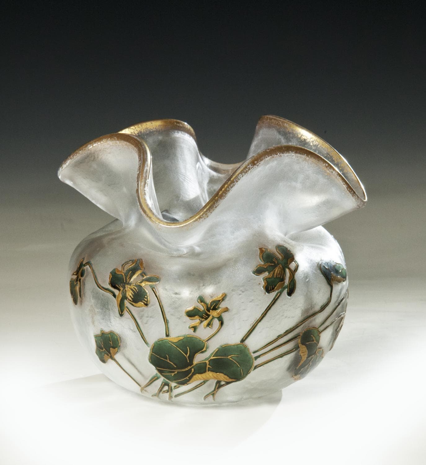 Декоративная ваза с изображением фиалок. - Cтекло