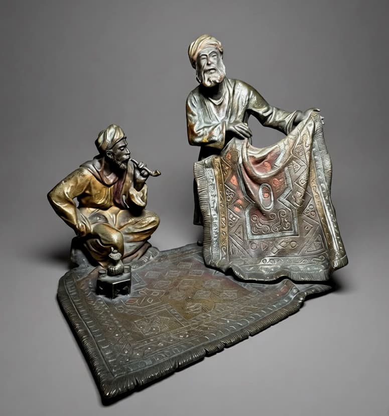 Продавцы ковров (Carpet Sellers), автор Бергман (Bergman / Bergmann) Франц Ксавер (1861–1936), Антикварная бронза — миниатюра 1