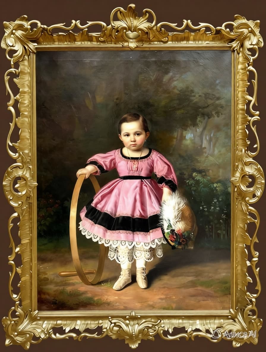 Портрет девочки в розовом платье, автор Бурдановский Анатолий Викентьевич (середина - вторая половина XIX), Антикварная живопись — миниатюра 1