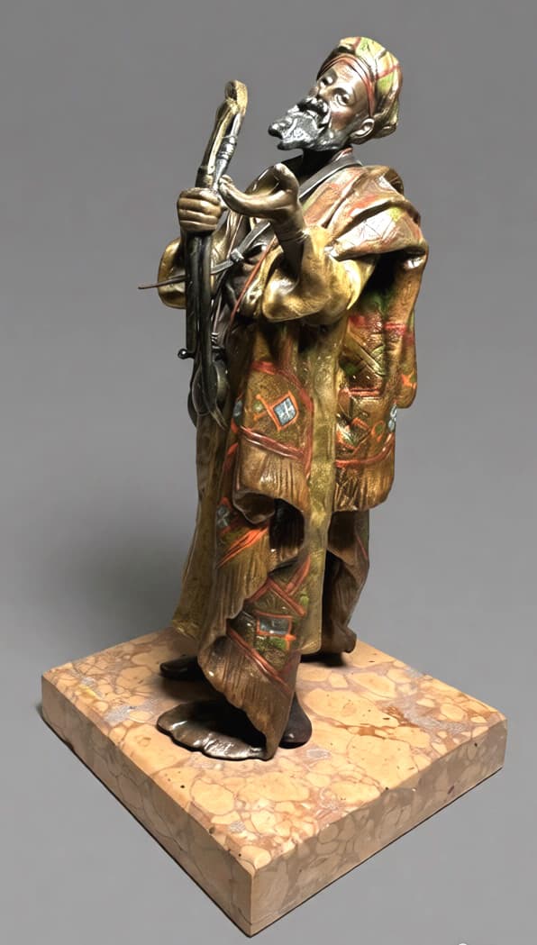 «Торговец оружием», автор Бергман (Bergman / Bergmann) Франц Ксавер (1861–1936), Антикварная бронза — миниатюра 1